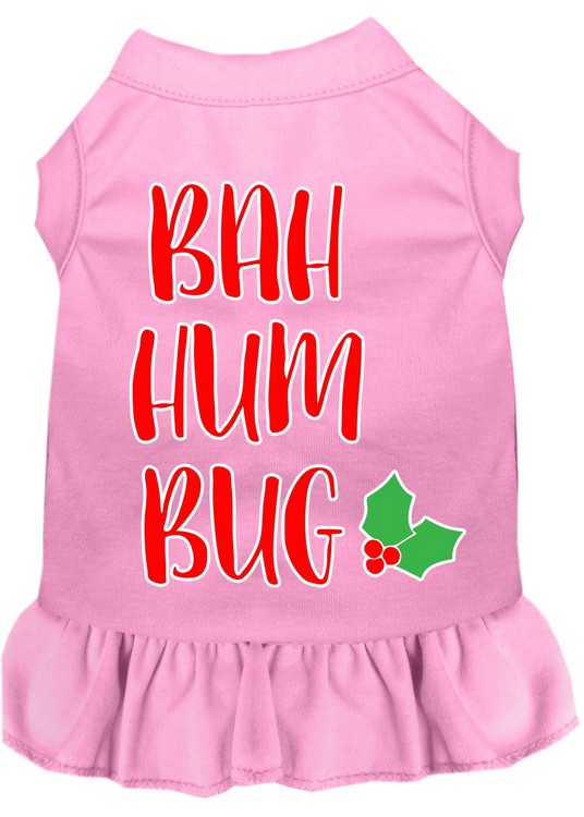 Bah Humbug Screen Print Dog Dress Light Pink XS